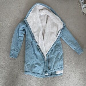 Venus Denim Blue Sherpa-Lined Hooded Jacket